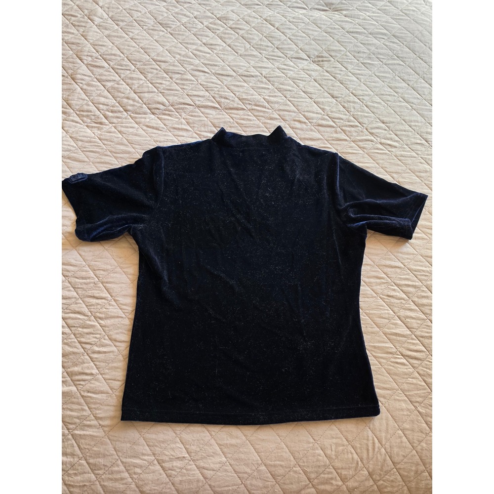 FENDI VTG Y2K Maximalist Velour Dark Purple Front Logo Short Sleeve Top sz M-L - Picture 2 of 7